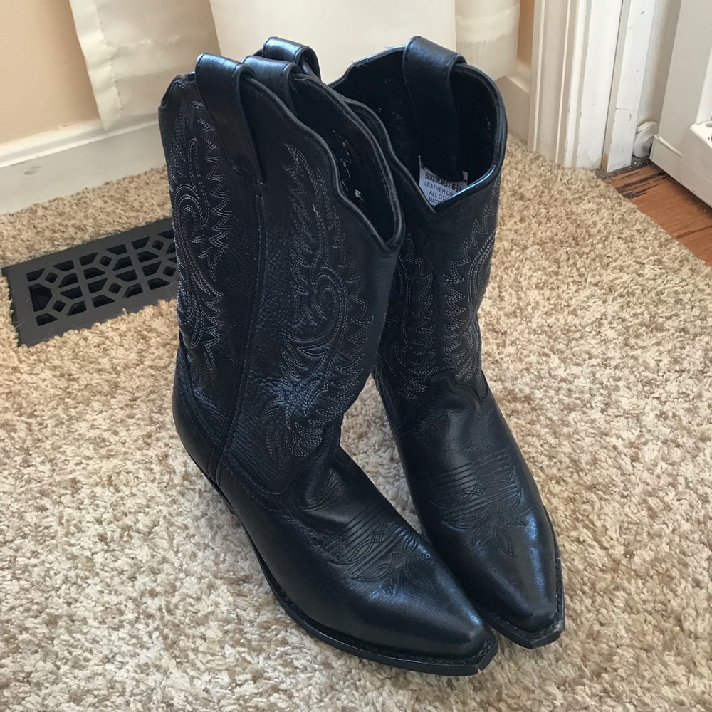 Rockin Country Women’s Black Leather Cowgirl Boots